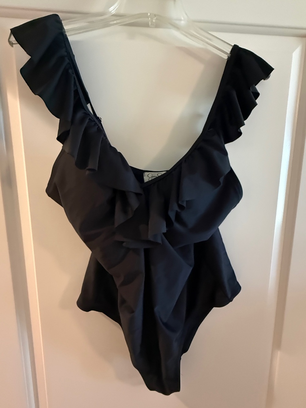Jessica Simpson Black Ruffle One-Piece Bodysuit